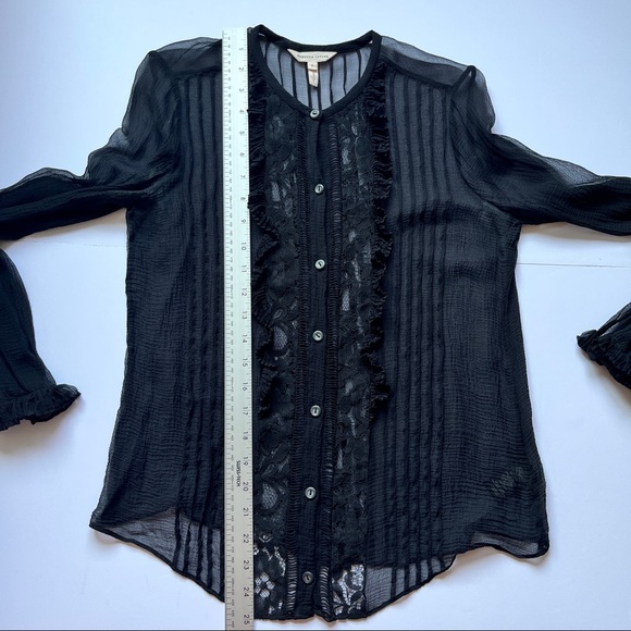 Rebecca Taylor Long Sleeve Silk and Lace Top Long Sleeve Sheer Victorian Sz 0 - Picture 8 of 16
